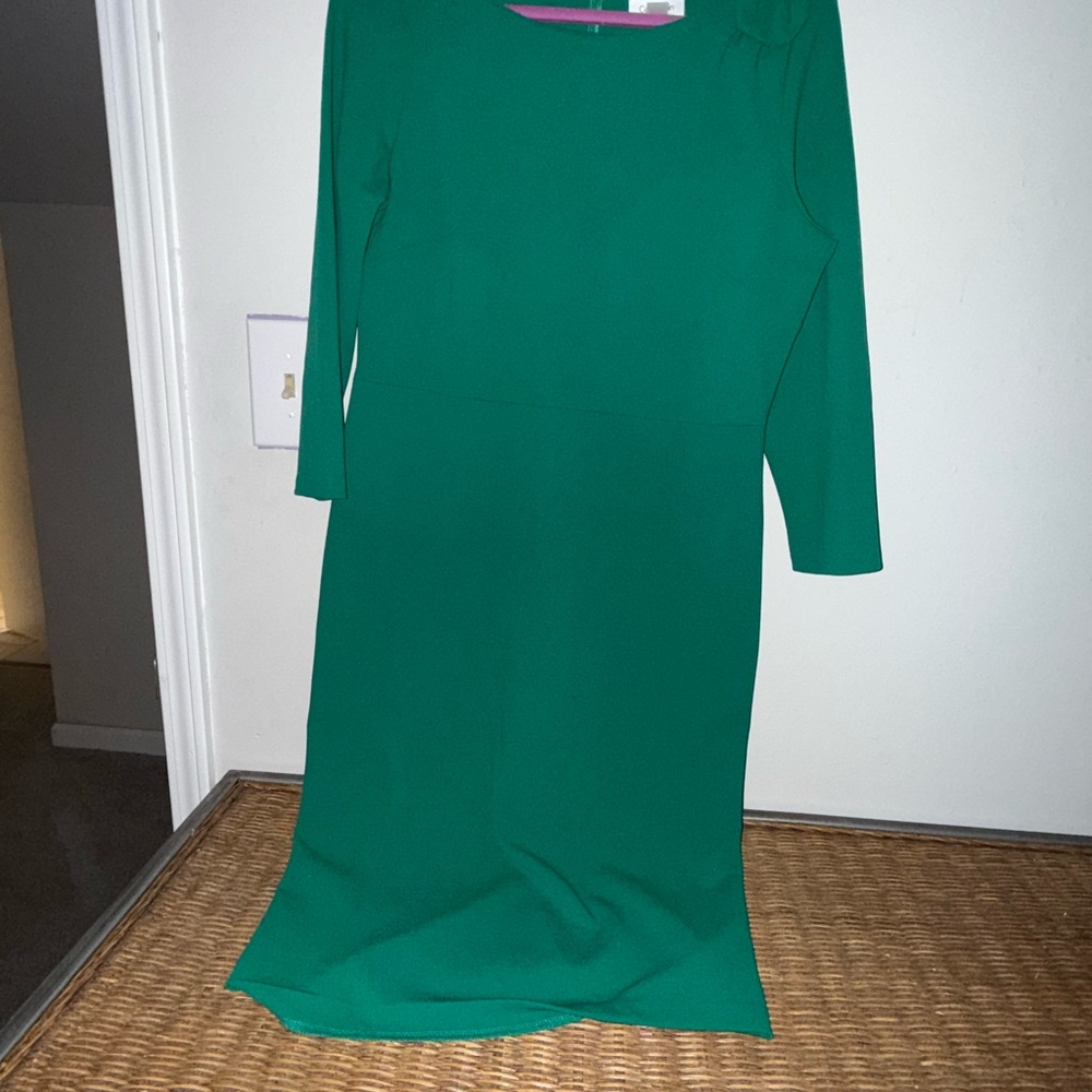 Calvin Klein Vibrant Green Long Sleeve Dress